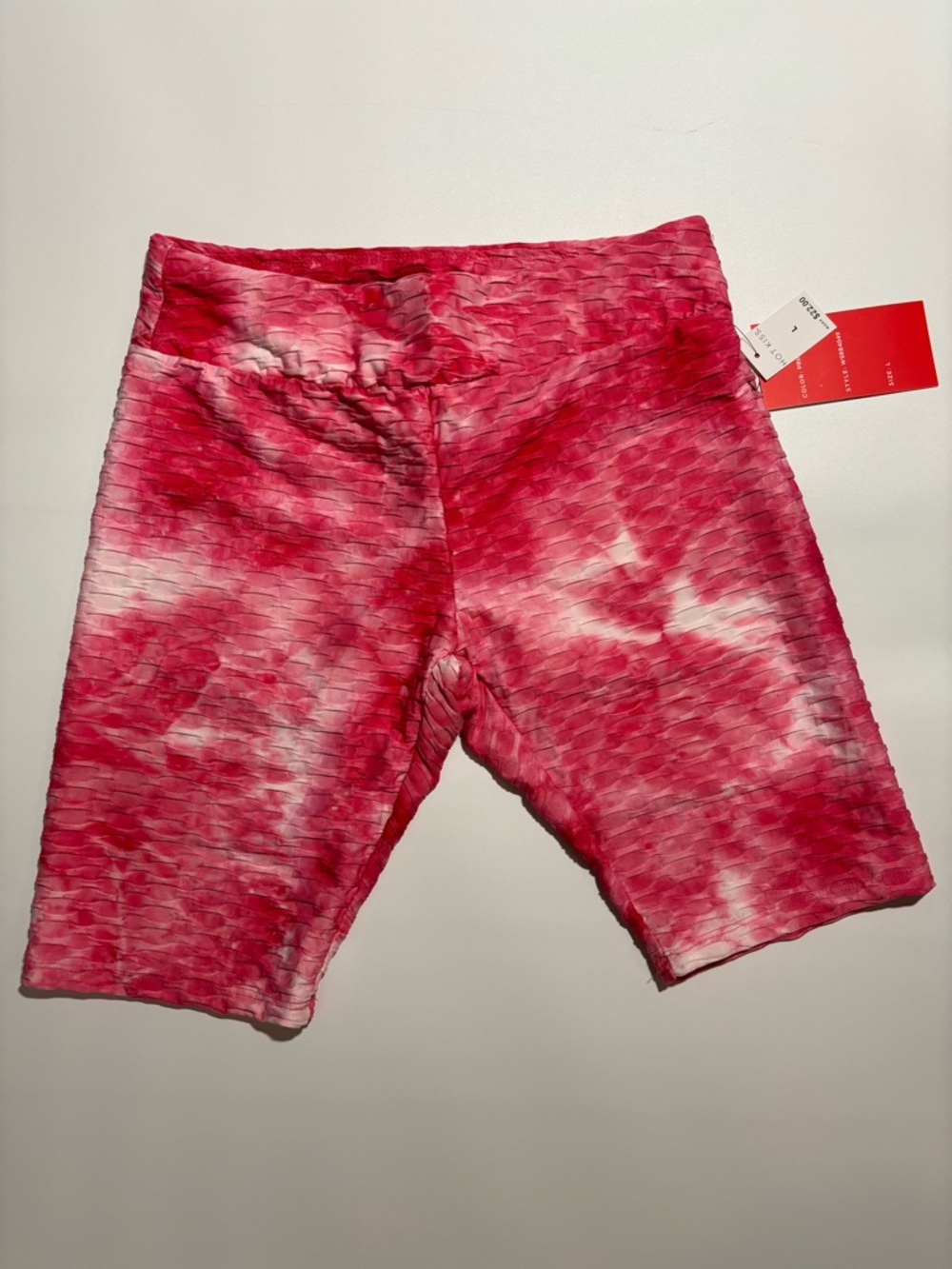 Hot Kiss Pink Tie-Dye Textured Bike Shorts